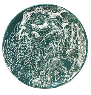بشقاب سرامیکی «گذر سیاوش از آتش»؛ "The Fire Ordeal of Siyavash" - Ceramic Plate